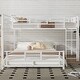 preview thumbnail 17 of 26, L-Shaped Metal Bunk Bed with Ladder and Guardrails, Twin Over Full Size Heavy Duty Bunk Bedframe with Slats Support