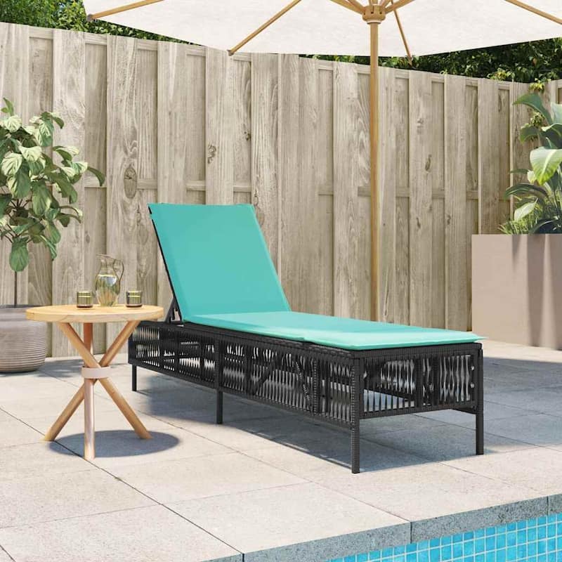 vidaXL Sun Lounger with Cushion Chaise Lounge Poly Rattan Brown/Gray/Black