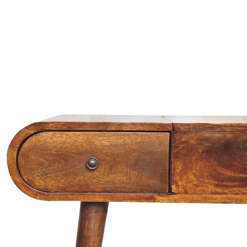 Artisan Furniture Solid Wood Chestnut Mirror Dressing Table, Brown with a storage and one Drawer