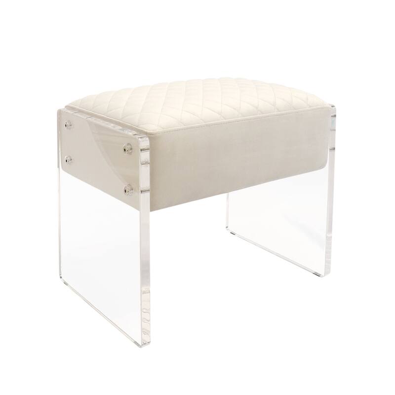 Pasargad Home Tribecca Acrylic & Velvet Stool