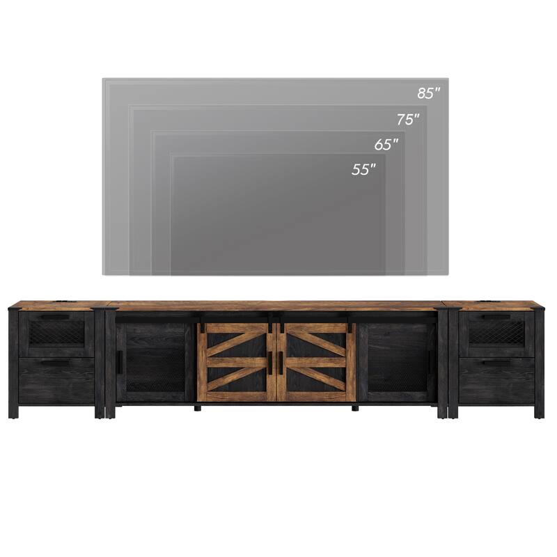 WAMPAT TV Stand set with Charging Station and Drawers - 1 Pack