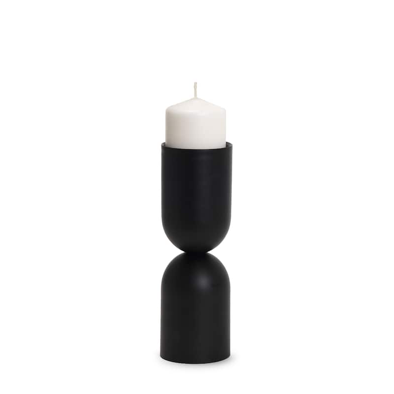 Qamra Medium Black Metal Pillar Candle Holder - 3.5 x 3.5 x 11