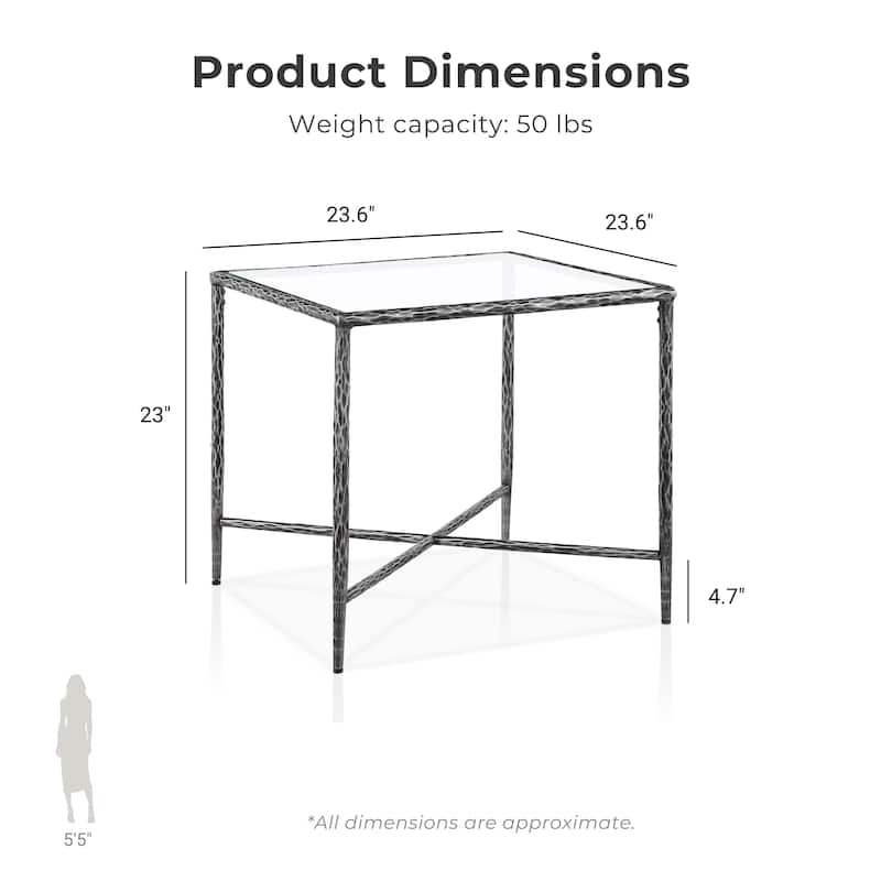 247 Shop At Home Lalia Modern Hammered Metal 2-Piece X-Brace End Table Set