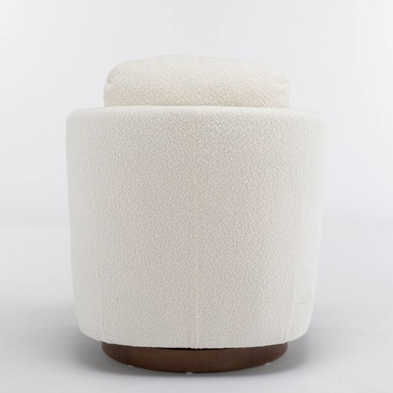 22.6" Seat Width Boucle Fabric 360 Degree Rotatable Swivel Chair Leisure Chair with Pillow