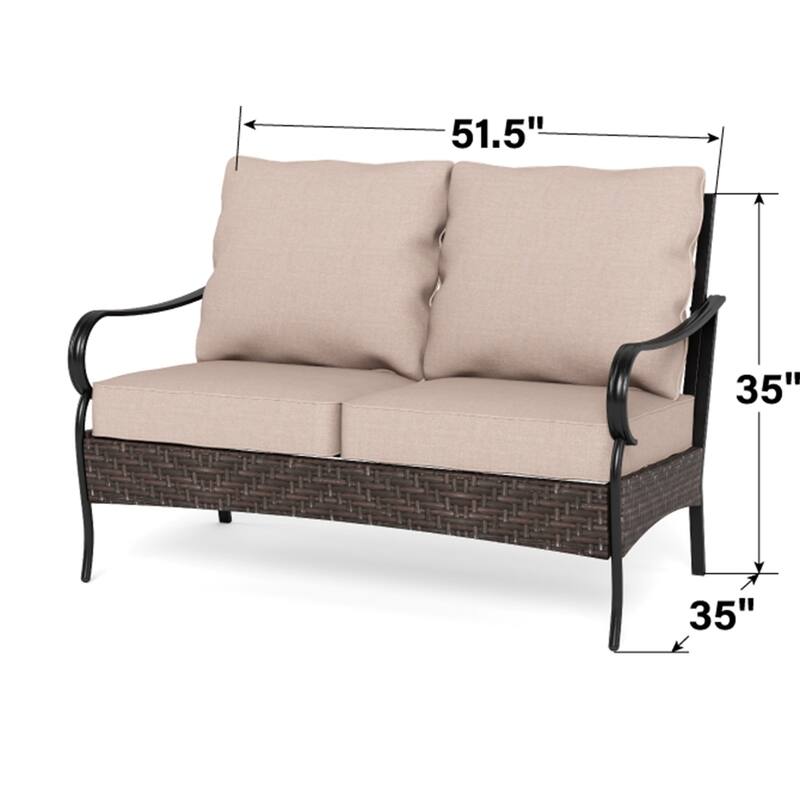 MAISON ARTS Extra Large 6 PCS Outdoor Patio Furniture Set - 3-Seat & 2-Seat Sofas, Swivel Chairs, Ottomans, Coffee Table