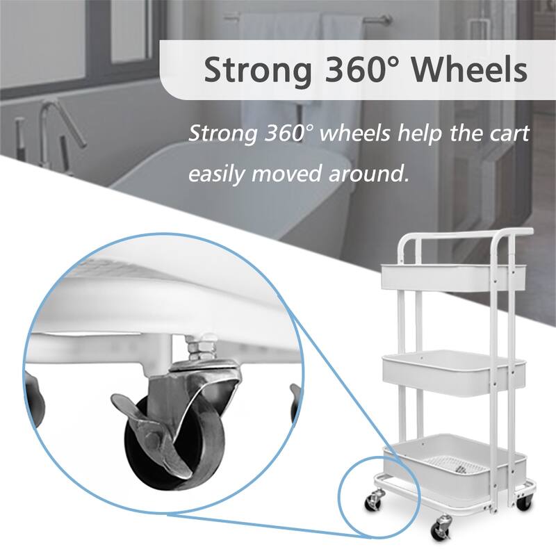 Maypex 3 Tier Foldable Rolling Utility Cart