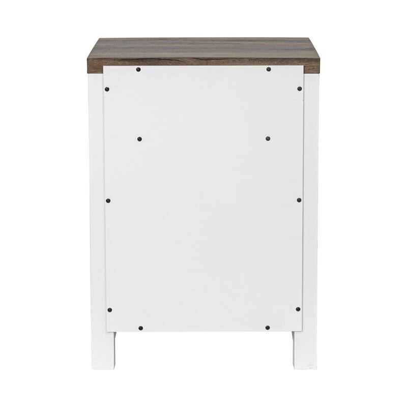 Farmhouse Barn Door Nightstand Bedside Table Set of 2 with Adjustable Shelves