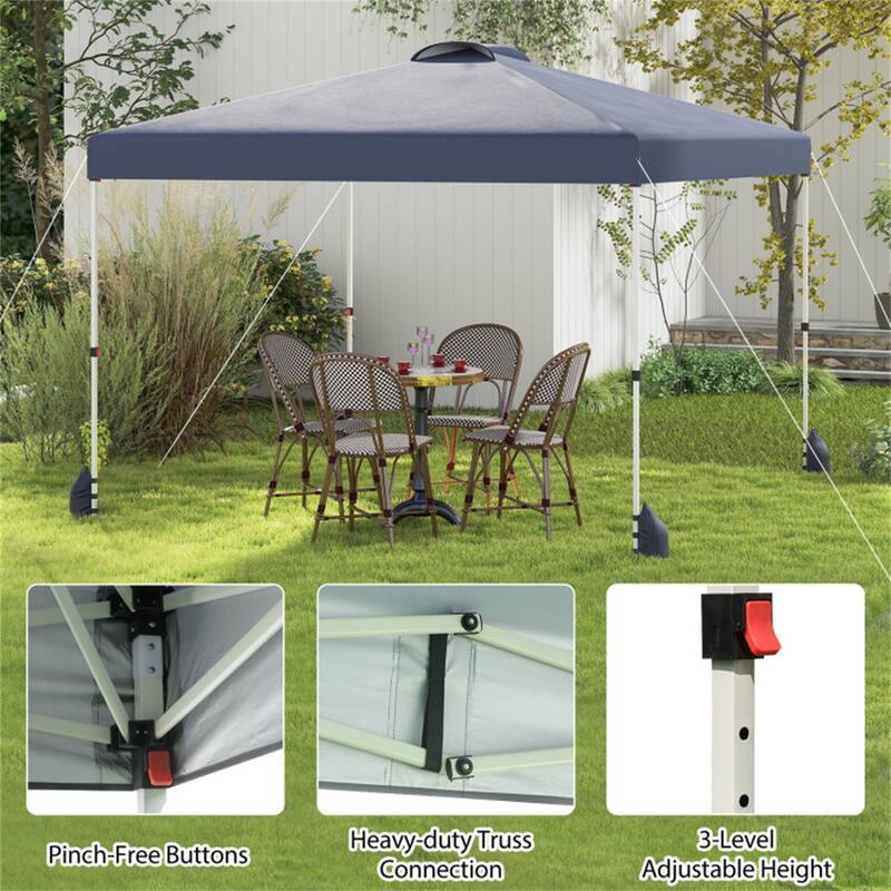 10x10 ft Portable Outdoor Pop-Up Tent Canopy Tent with Adjustable Height for Backyard or Beach