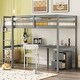 preview thumbnail 1 of 8, Grey Twin Size Wood Loft Wood Bed with Under-bed, Built-in Desk, a Storage Cabinet of 2 Drawers, Guardrails and Ladder Grey