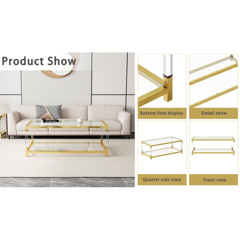 Modern Minimalist Style Gold Metal Frame With Acrylic Leg Coffee Table