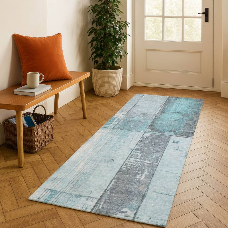 Premium Washable Super Soft Contemporary Styles Mayfield Rug - Teal - 2'3" x 7'6"