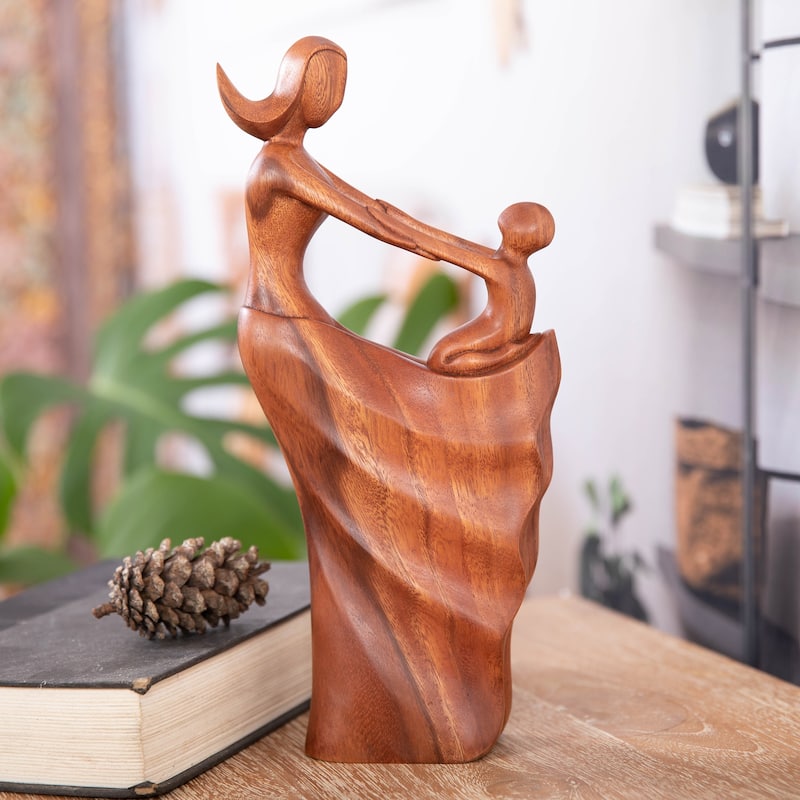 Novica Handmade Motherly Affection Wood Sculpture