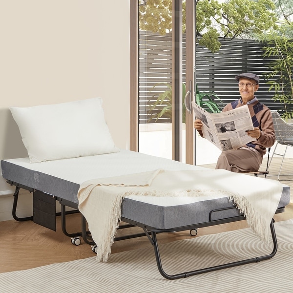 Erommy Folding Bed with Memory Foam Mattress Portable foldable guest bed for adults with luxurious 5 inch memory foam mattress On Sale Bed Bath Beyond 40655346