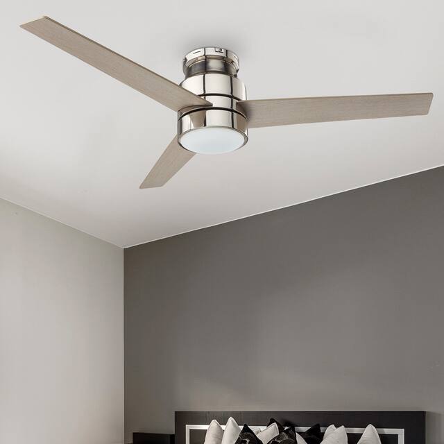 Aurora 52-inch Indoor Smart Ceiling Fan with Wall Control, Light Kit Included, Works with Alexa/Google Home/Siri - Silver