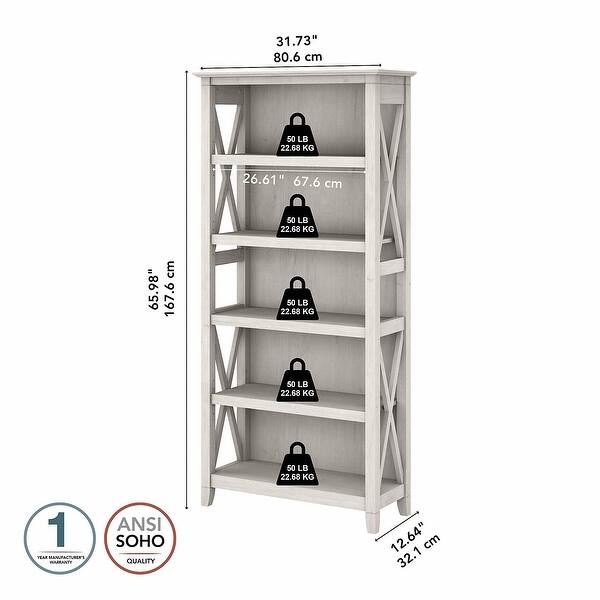 dimension image slide 0 of 9, Key West 5 Shelf Bookcase by Bush Furniture