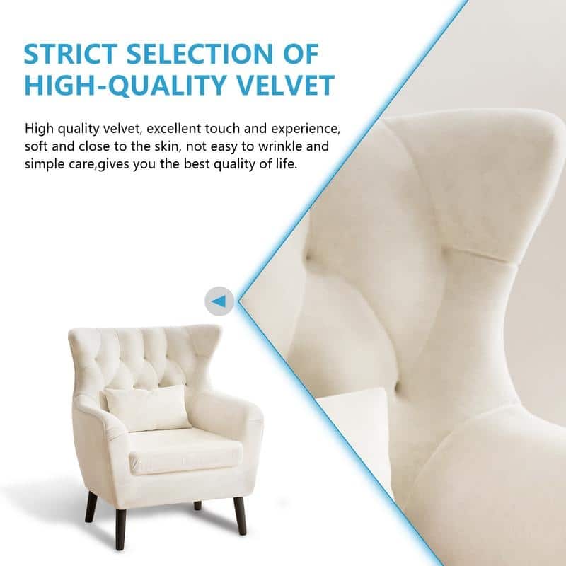 Tuft Velvet Living Room Thick Cushion Accent Chair (Set of 2)