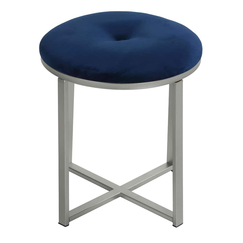 Cortesi Home Samiya Round Ottoman, Navy