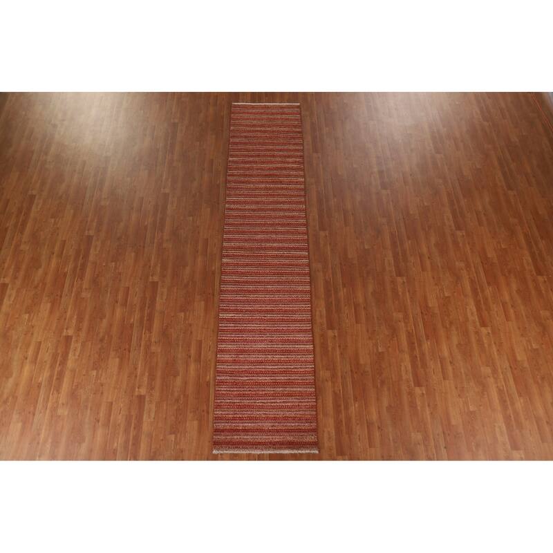 Modern Gabbeh Oriental Runner Rug Handmade Wool Carpet - 2'7"x 12'2"