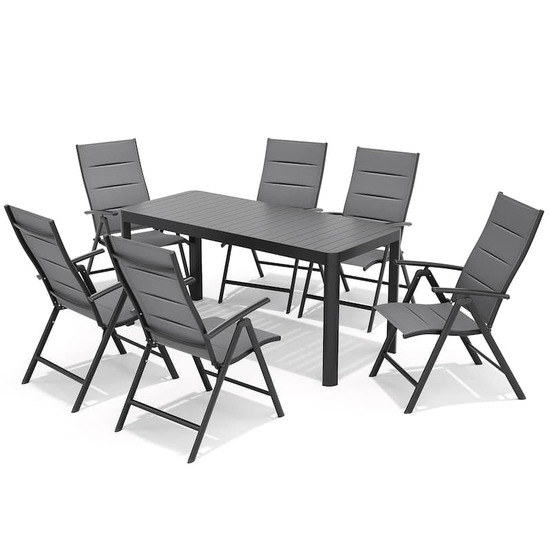 VredHom 5/7-piece Patio Dining Set with Extendable Table and Folding Dining Chairs