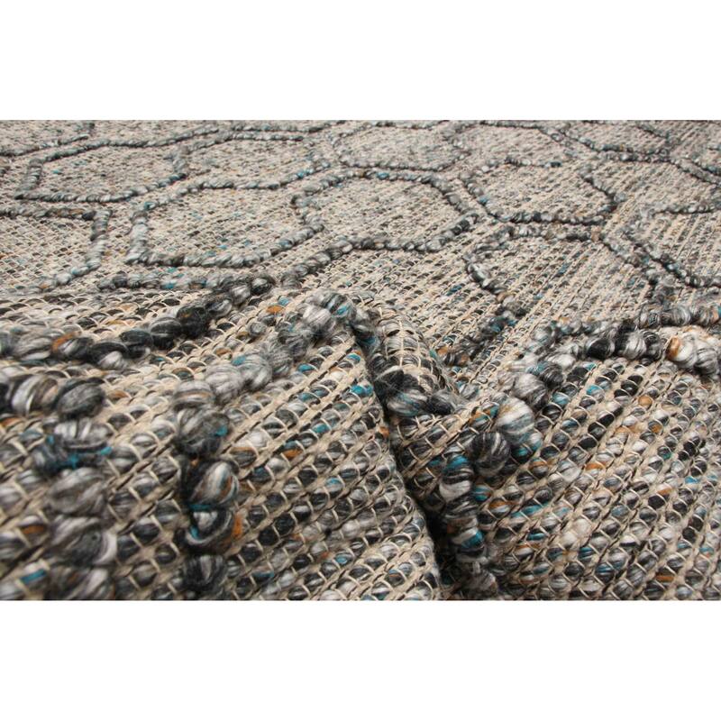 ECARPETGALLERY Braid weave Sienna Dark Grey Wool Rug - 5'2 x 7'7