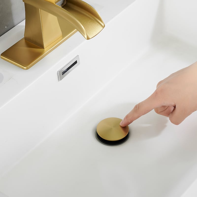 Single-handle Bathroom Waterfall Sink Faucet with Drain and Deckplate