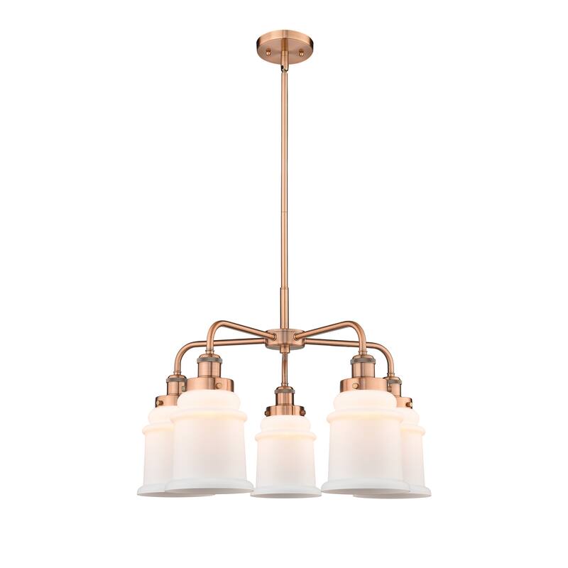 Innovations Lighting Canton - 5 Light 24" Stem Hung Chandelier - Antique Copper/Matte White