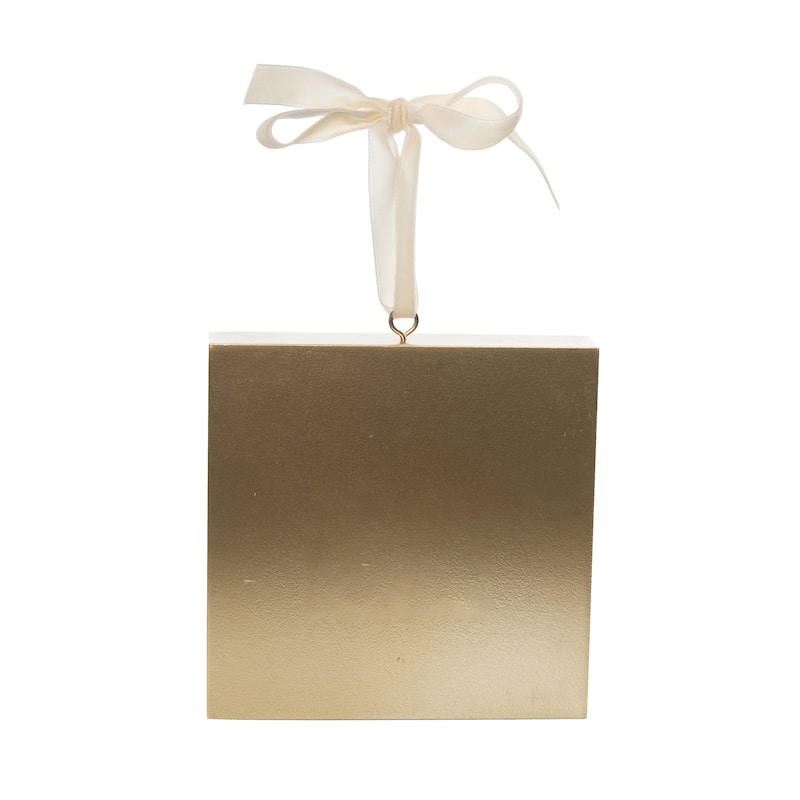 Transpac Wood 6.5 in. Off-White Christmas Cross Block Ornament