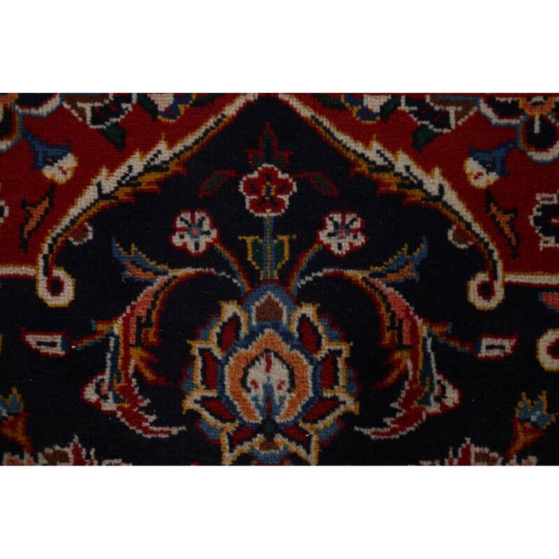 Vintage Traditional Kashan Persian Wool Area Rug Hand-knotted Carpet - 9'11" x 13'1"