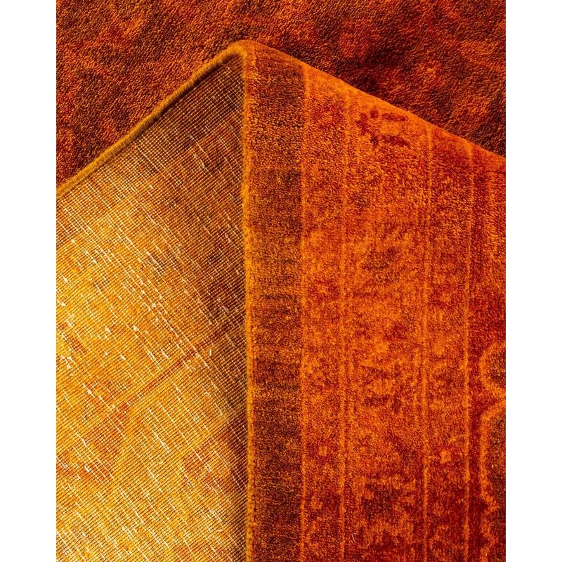 Overton Hand Knotted Wool Vintage Inspired Modern Contemporary Overdyed Gold Square Area Rug - 8' 2" x 8' 6"