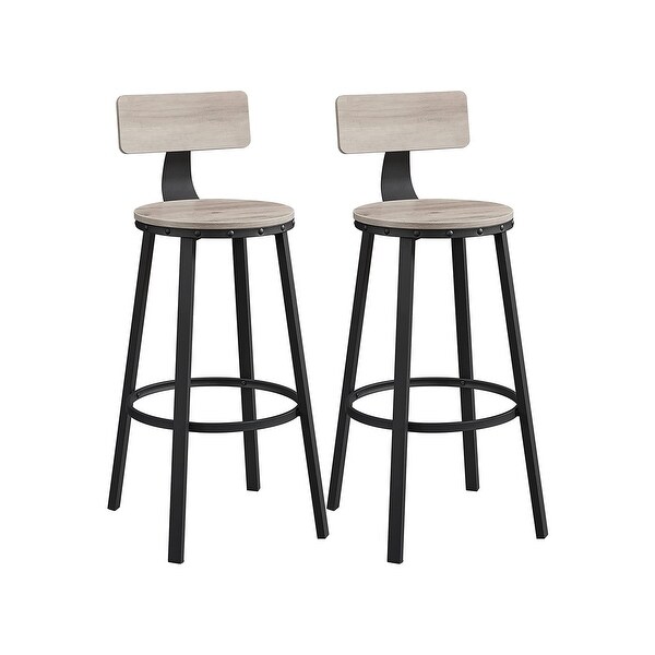 Bar Stools Tall Bar Chairs with Backrest Set of 2 Kitchen Stools Heavy Duty Steel Frame 28.8 Inch Greige Black Bed Bath Beyond 36073689