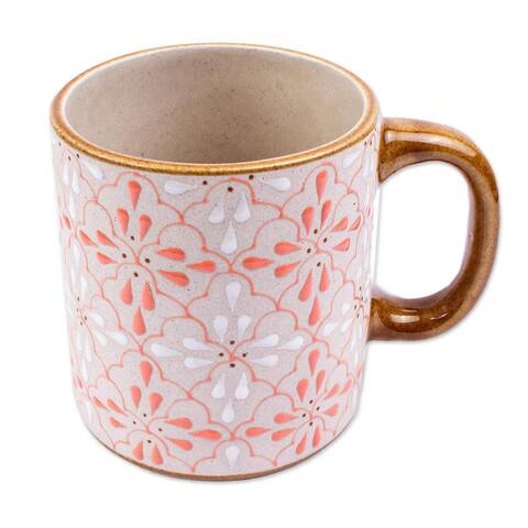 Novica Handmade Flourish In Coral Ceramic Mug