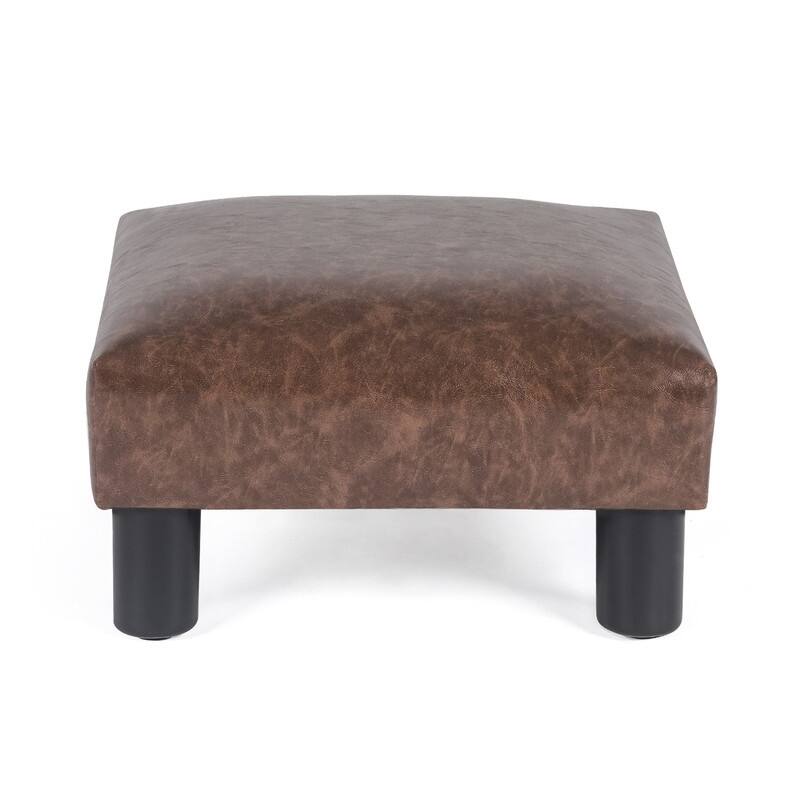 Adeco Distressed Brown Faux Leather Ottoman Footrest Stool
