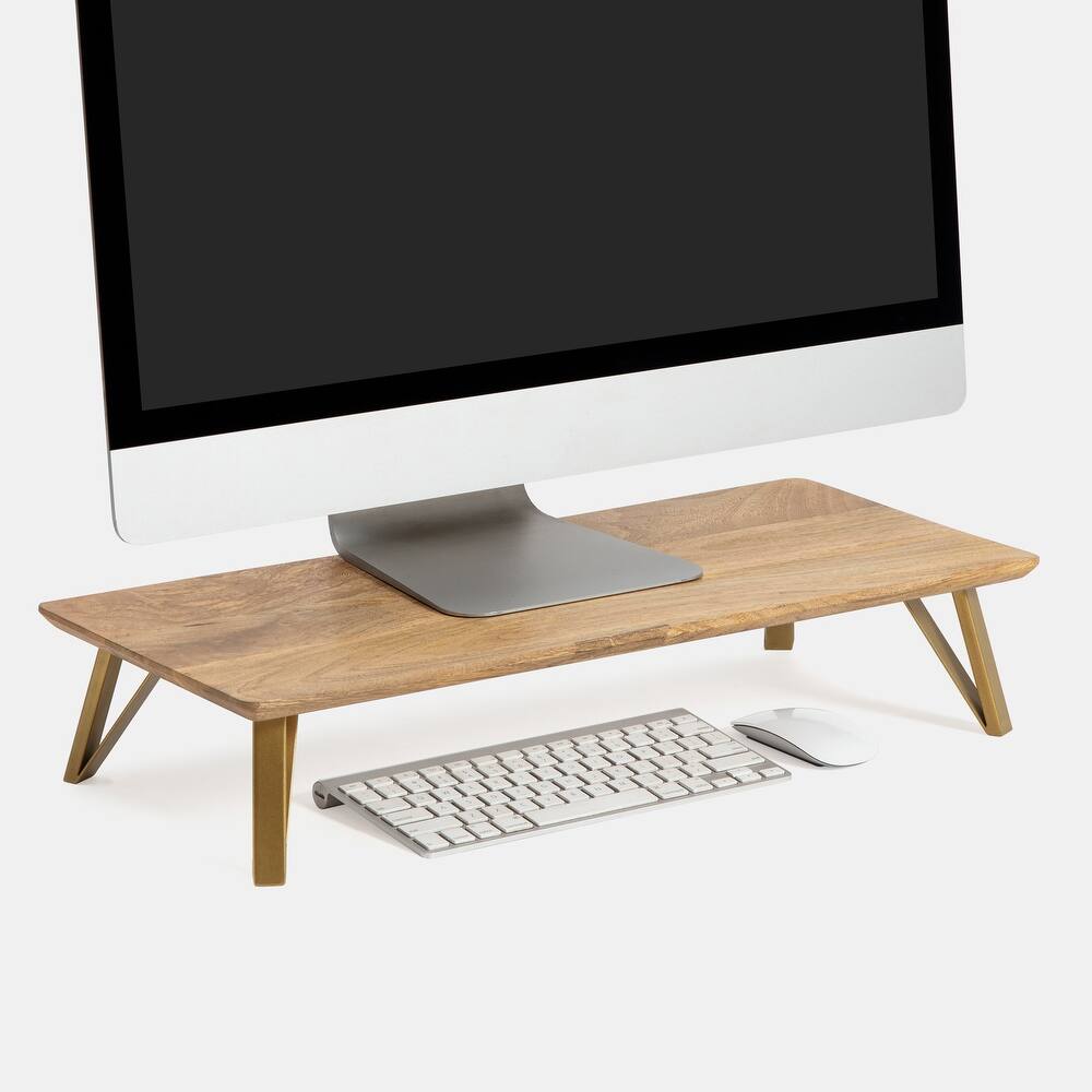 Jani Wood Monitor Stand Riser Desk - Ergonomic Design Stand, Desktop Organizer Table for Home, Office Workspace, Gaming Desk