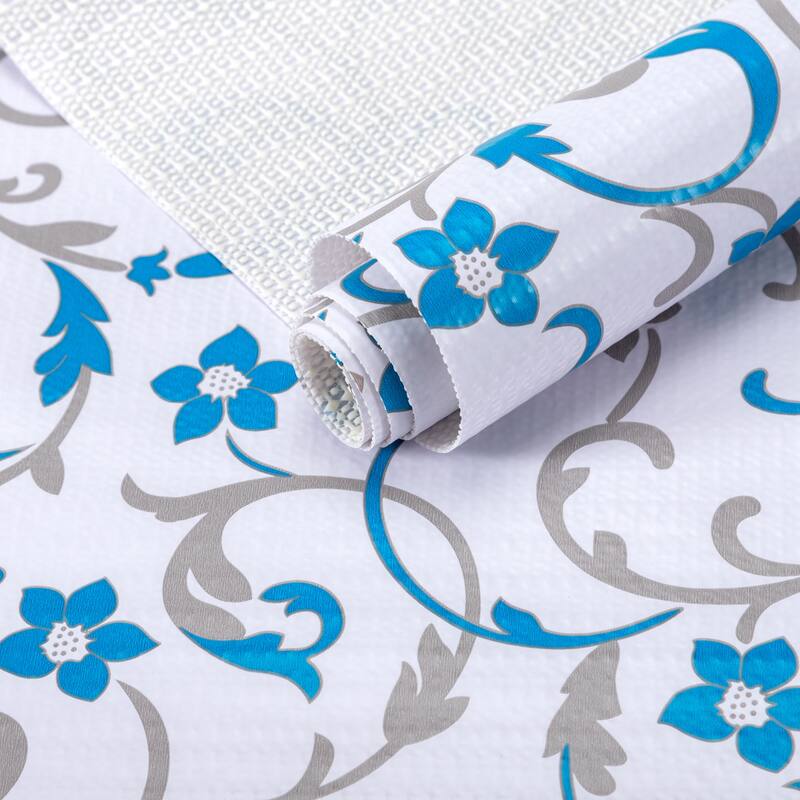 Printed foam kitchen shelf liner Blue 18x96 12×120In