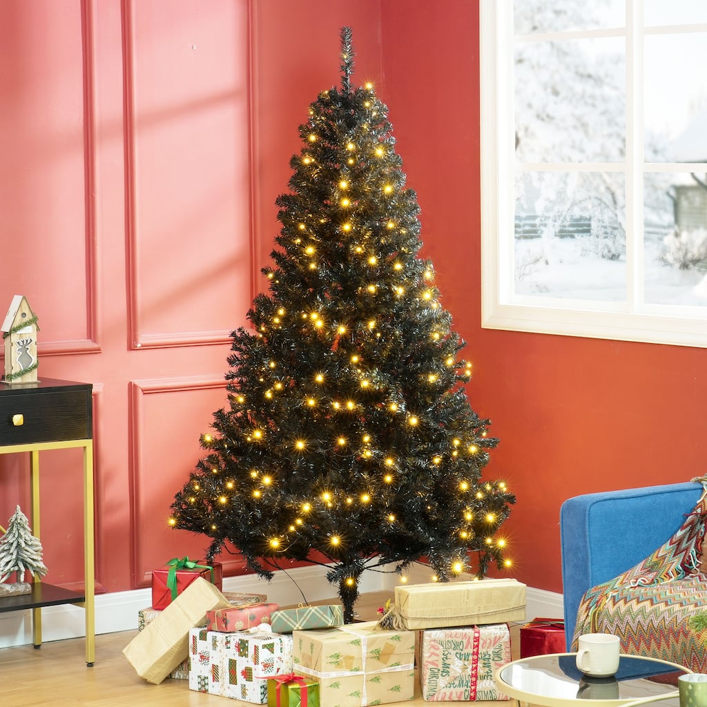 Realistic 6ft Tall Artificial Christmas Tree with Pre-Lit LED Lights, 1000 Branch Tips, and Folding Metal Base for Decor