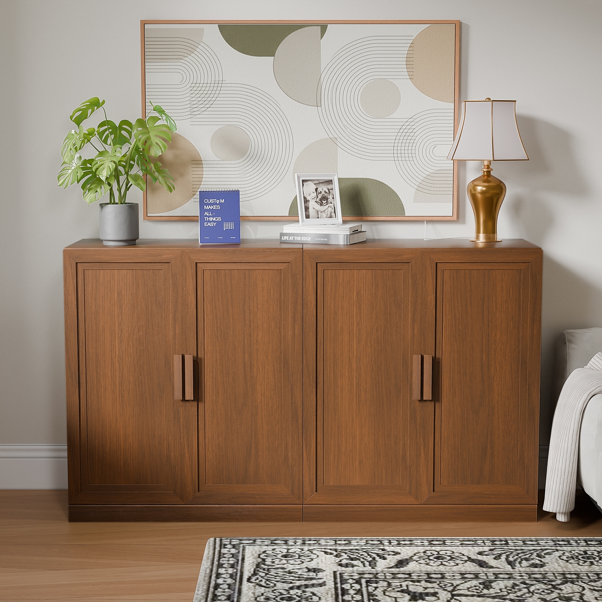 Dovelina Sideboard Buffet Storage Cabinets with Adjustable Shelves,Wooden Door - 72"Lx31"H