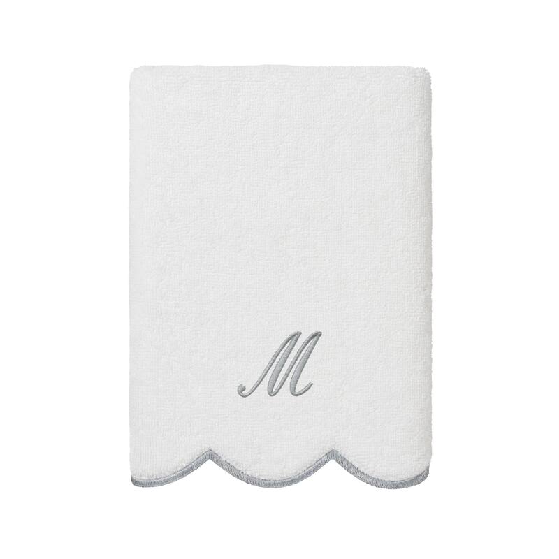 Authentic Hotel and Spa 100% Turkish Cotton Grey ADORNIA Scallop Personalized 3 Piece Towel Set - 3 Piece Set