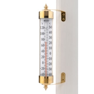 15" Gold and White Glass Tube Window Thermometer