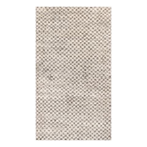 Hand Knotted Graphic Dark Gray, Tibetan Wool Modern & Contemporary Oriental Area Rug (3x5) - 3' x 4' 11''