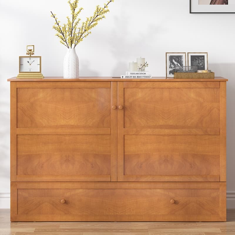 Mixoy Queen Horizontal Murphy Chest Bed with Mattress,Charging Station