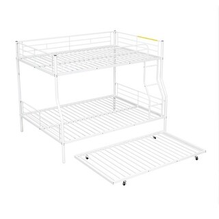 Modern Classic Design Full XL Over Queen Metal Bunk Bed with Trundle