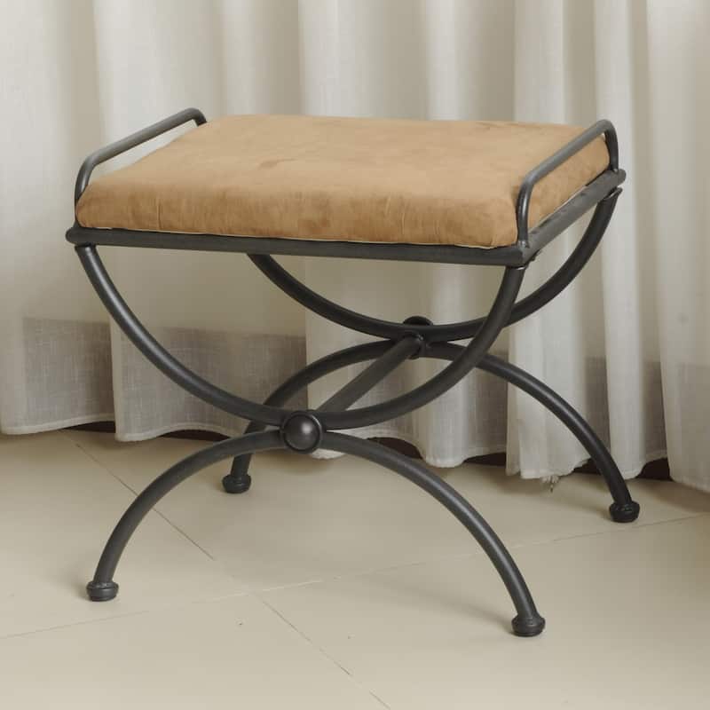Cambridge Iron Vanity Stool with Cushion - Saddle Brown