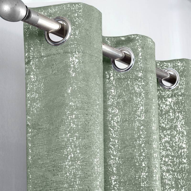 Dainty Home 2 Pack Artisinal 100% Blackout Grommet Curtain Panel Pair with 3D Lurex Texture