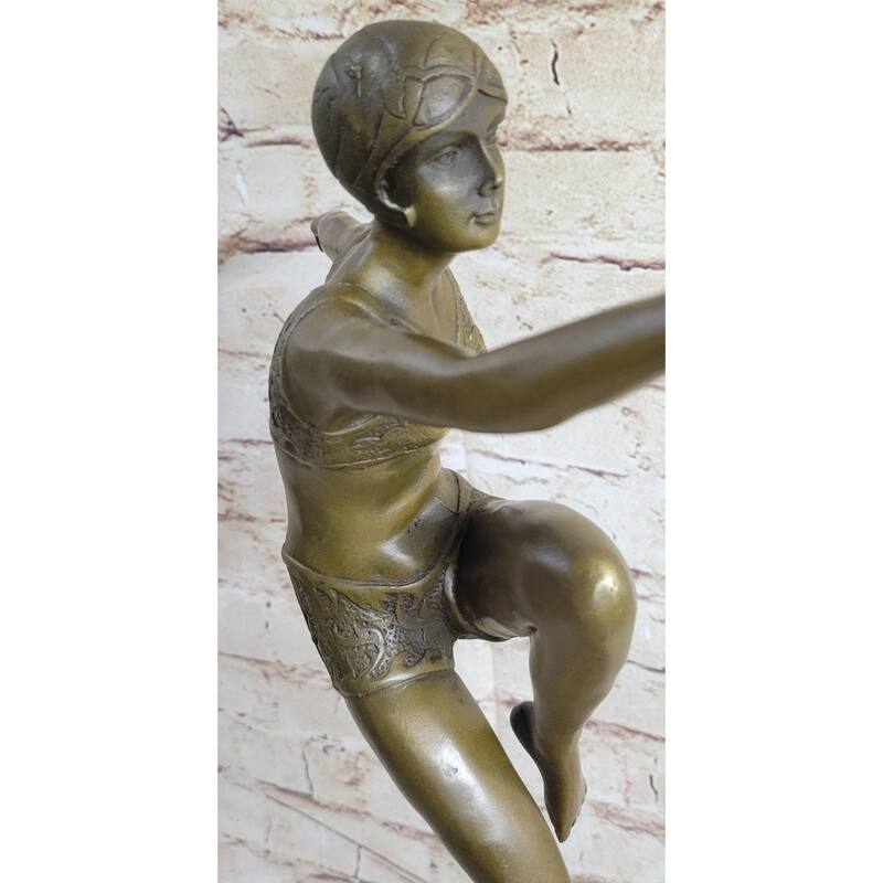 Art Deco Chiparus Swimmer Phoenician Dancer Flapper Girl Bronze Statue Sculpture Figure