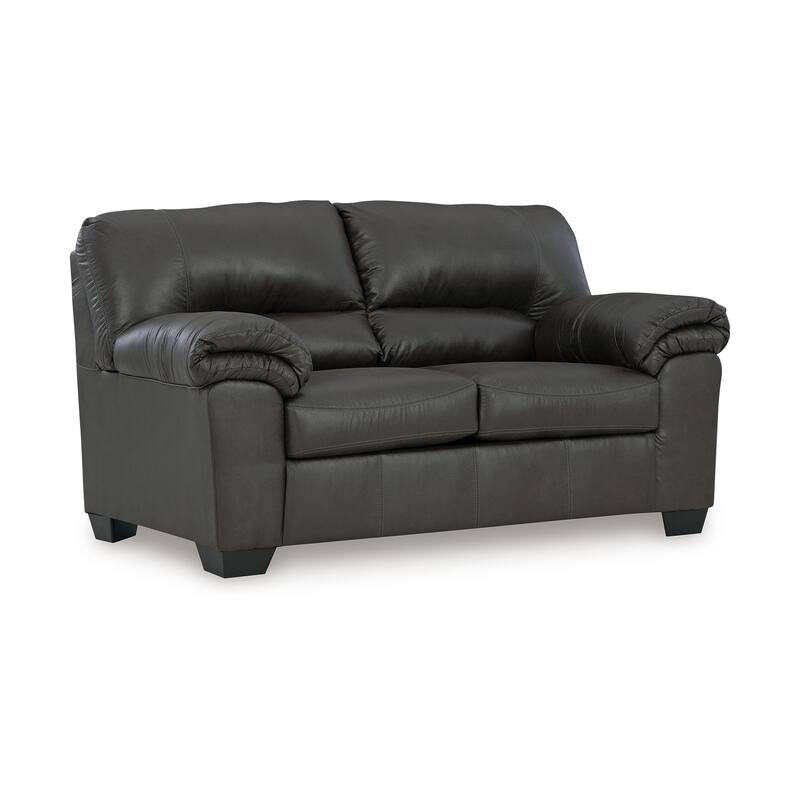 Limu Loveseat, 69 Inch, Soft Pillow Top Arms, Rich Gray Faux Leather