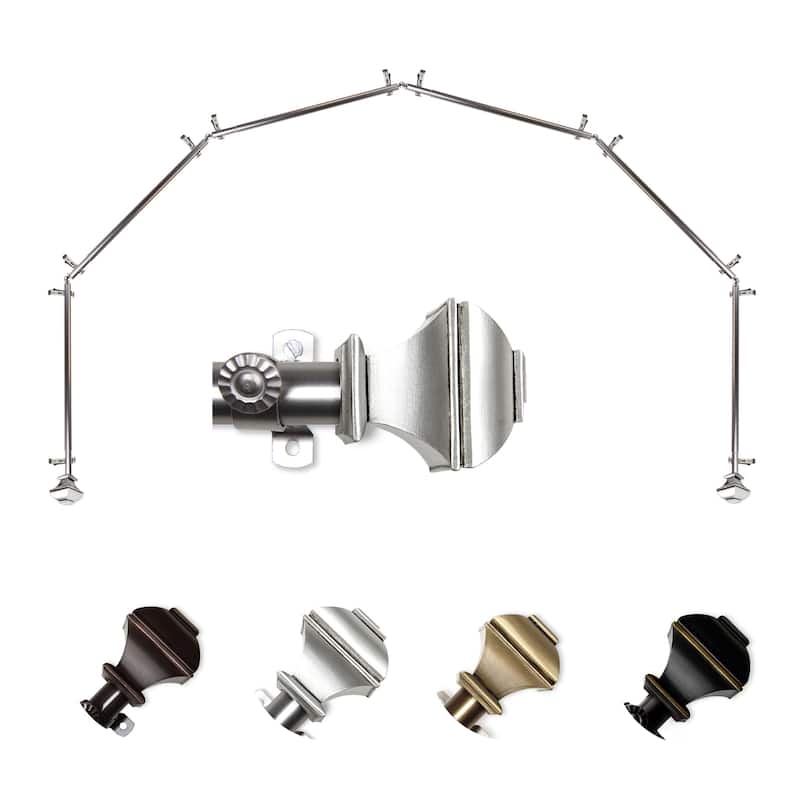 Bay Window Curtain Rod - 6-Sided Cocoa Corner Rods for Draperies & Curtains - Home Decor - M