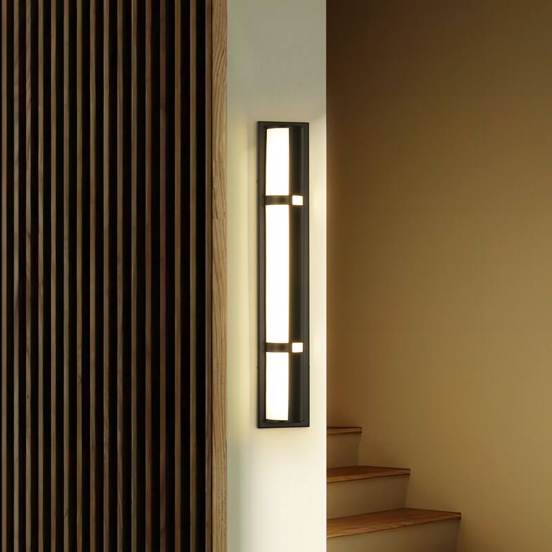 26" Modern Black/Gold LED Wall Sconce - 11W 3000K Warm Light, Linear Fixture for Bedroom & Hallway
