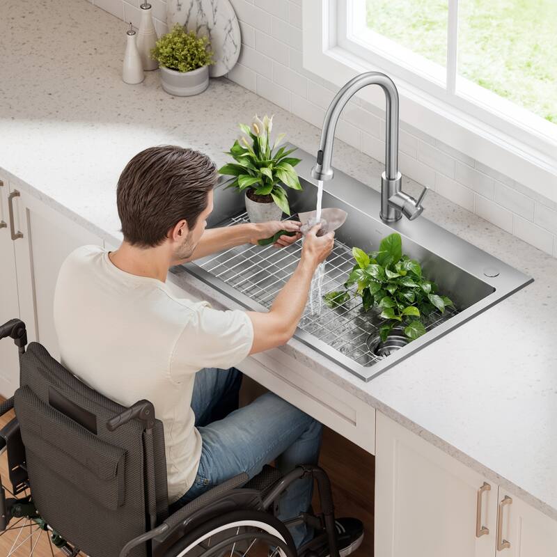 KRAUS Fairlane Drop In Top Mount 18 Gauge Stainless Steel Kitchen Sink