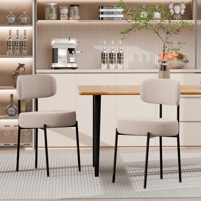 XINMICS Dining Chairs Set of 2/4/6, Mid Century Modern Upholstered Boucle Kitchen Dining Room Chairs - set of 2 - Grey