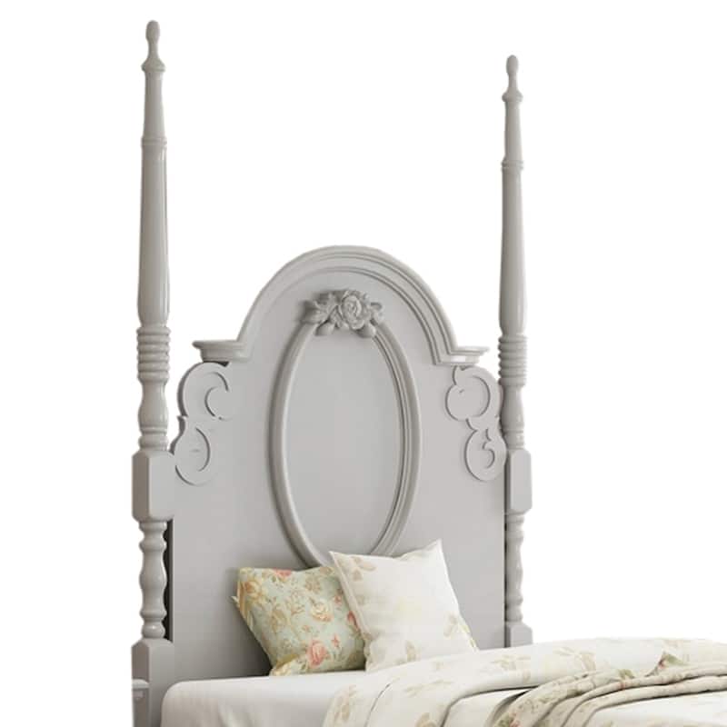Wooden Bed with 4 Poster in Gray